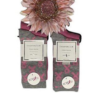 Charter Club Breast cancer Pink Ribbon 4 Pack Sock Set